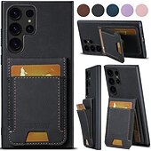 זול מארז סמסונג-טלפון מגן עבור S24 Ultra S23 Ultra Plus S22 Plus Ultra S25 Ultra כיסוי אחורי עם מעמד חריץ לכרטיס עמיד בזעזועים רטרו TPU PC עור PU