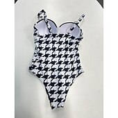 billiga One-piece-baddräkter-Dam Badkläder En bit Monokini Baddräkt Öppen rygg Magkontroll Hög midja Smal Semester Standkläder Grafisk Halterneck Ärmlös Baddräkter