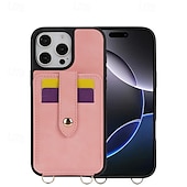 abordables Carcasas iPhone-teléfono Funda Para iPhone 16 Pro Max Plus iPhone 15 Pro Max Plus iPhone 14 13 12 Pro Max Plus iPhone 14 Pro Max iPhone 13 12 Pro Max Funda Trasera con Soporte Espejo con cordón Retro TPU Cuero de PU