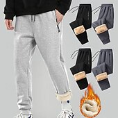 Men's Sherpa Sweatpants Fleece Pants Joggers Winter Pants Drawstring Pocket Elastic Waist Solid Color Warm Casual Daily Running Sports Fashion Black Black Straight Leg Micro-elastic cheap Joggers-Men's Sherpa Sweatpants Fleece Pants Joggers Winter Pants Drawstring Pocket Elastic Waist Solid Color Warm Casual Daily Running Sports Fashion Black Black Straight Leg Micro-elastic