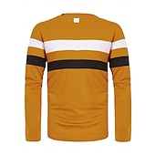 preiswerte Basic-T-Shirts-Herren T Shirt T-Shirt Langarmshirt Langarm Rundhalsausschnitt Frühling &amp; Herbst Einfach Mode Designer Basic Farbblock Urlaub Straße Ausgehen Wein Schwarz Weiß Top T-Shirt für Herren