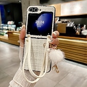 Недорогие Чехлы для Samsung-телефон Кейс для Назначение Z-флип 6 Z Flip 5 Z Flip 4 Z Flip 3 Кейс на заднюю панель с ремешком на запястье Защита от удара Ретро текстильный ТПУ