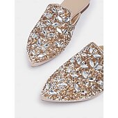 voordelige Damesklompen &amp; Muiltjes-dames versierde instapmuiltjes met strass – glamoureuze platte schoenen met puntige neus voor bruiloften en speciale gelegenheden