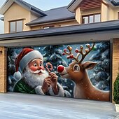 olcso Karácsonyi garázskapu burkolatok-karácsonyi ajtódíszek garázsajtó burkolat Mikulás cukorka nád karácsony kültéri transzparens nagy háttér nyaralóhoz fali díszek Rudolf a vörös orrú rénszarvas