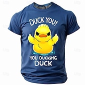 お買い得  メンズおもしろTシャツ-男性用面白いグラフィックTシャツ「君を怒らせる！君というアヒル」ダジャレワードプレイ半袖