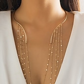 abordables Collier pour femme-Collier ras du cou en cascade d&#039;étoiles dorées pour femme avec élégantes chaînes à franges – bijoux tendance pour les occasions spéciales