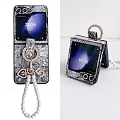 preiswerte Samsung-Handyhülle-Handy Hülle Handyhüllen Für Samsung Galaxy Z Flip 6 Z Flip 5 Z Flip 4 Z Flip 3 Rückseite mit Handschlaufe Stoßresistent Retro PC PU-Leder