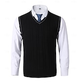 abordables Gilet pull-Homme Pull Gilet Pull Robe pull Gilet Pull en tricot A côtes Tricot torsadé Tricoter Normal Tricoté Plein Col V Mode Décontractées Usage quotidien Rendez-vous Vêtement Tenue Automne hiver Noir Blanche