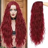 economico Parrucche trendy sintetiche-parrucche per donne parrucca con parte centrale riccia parrucca sintetica dall&#039;aspetto naturale parrucche in fibra resistente al calore per cosplay costume di halloween uso quotidiano per feste