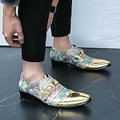 economico Semi-formale-scarpe formali da uomo con puntale in metallo dorato e dettaglio fibbia - elegante design con lacci per feste ed eventi speciali