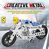 baratos Brinquedos de Montar-Motocicleta haste construção brinquedos para crianças metal construção construção modelo kit 5 variável multi forma motocicleta vapor brinquedos educativos (139 peças) dia das bruxas/dia de ação de graças/presente de natal