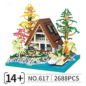 cheap Building Toys-Wood Cabin Building Blocks Set-2688PCS/2635PCS Micro BricksForest Wood House Building Toy KitMiniature House Model Decorations Funny Birthday for Age8 Kids Adults
