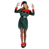 billiga Vuxna juldräkter-Alf Kläder Finkostym Julkostym Herr Dam Jul Nyår julafton Cosplay kostym Vuxen Fest Jul Topp Skärp Strumpor Skor Hatt