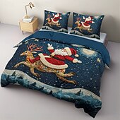 baratos Quarto de Natal-Papai Noel 100% algodão conjunto de edredom de Natal completo 3 peças conjunto de capa de edredom de férias para crianças colcha de Natal macia e aconchegante com fronhas tamanho king queen