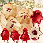 voordelige Keuken-kerst one-press hand taartvormer, kerstkoekjesvormen voor appeltaart en gebak, kerstkoekjesvorm en taartkorstpersgereedschap