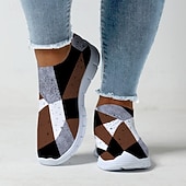 halpa Naisten lenkkarit-naisten abstrakti taideprintti slip-on lenkkarit - hengittävät flyknit vapaa-ajan kengät jokapäiväiseen käyttöön ja mukavuuteen