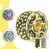 abordables Guirlandes lumineuses à brancher-Guirlande lumineuse de Noël 100 m 1000 LED, guirlande lumineuse en fil de cuir étanche avec télécommande, basse tension, parfaite pour la décoration extérieure et intérieure de Noël