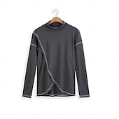 preiswerte T-Shirt mit Waffelstrick-Herren Waffelhemd Rollkragenhemd T-Shirt Langarmshirt Langarm Rollkragen Stehkragen Frühling &amp; Herbst Einfarbig Mode Designer Basic Wickeln Urlaub Straße Ausgehen Weiß Blau Marineblau Top T-Shirt für