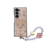 abordables Coques Samsung-téléphone Coque Pour Pliage en Z 6 Z Fold 5 Z Fold 4 Coque Arriere Avec Support avec dragonne Antichoc Rétro TPU PC