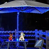 economico Striscie luci ad energia solare-7m-50leds/12m-100leds/22m-200leds lampada solare per esterni natalizia cortile balcone recinzione scala atmosfera festosa stringa di luci decorative