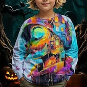 billiga Pojkens 3D Vision &amp; Geometri-Pojkar 3D Grafisk Tecknat T-shirt Långärmad Vår Höst Mode Grundläggande Barn 4-12 år Rund hals Utomhus Ledigt Dagligen Normal