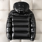 abordables Manteaux &amp; vestes-Homme Veste d&#039;Hiver Doudoune Rembourré Poche Duvet de Canard Blanc Usage quotidien Rendez-vous Vacances Normal Mode Décontractées Confortable Chaud Automne hiver Couleur unie / unie Noir Rouge