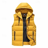halpa Gilets-Miesten Puffer Vest Pehmustettu Liivi Gilet Tikattu liivi Päivittäin Deitti Loma Muoti Vapaa-aika Syystalvi Tasku Polyesteri Pidä lämpimänä Mukava Tavallinen Vetoketju Hupullinen Normaali Musta