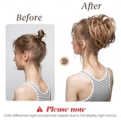 abordables Chignons-grand chignon désordonné postiche ondulé bouclé chouchous synthétiques chignon queue de cheval extensions de cheveux chignon épais postiches pour femmes