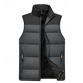 billiga Herrarnas puffer väst-Herr Pufferväst Gilet Quiltad väst Dagligen Datum Semester Mode Ledigt Höst vinter Ficka med blixtlås Polyester Håller värmen Bekväm Färgblock Dragkedja Hög krage Normal Orange Ljusgrå Mörkgrå Väst