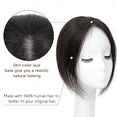 economico Pezzi di capelli umani e toupet-topper per capelli 9.8&quot; topper per capelli umani per donne topper per capelli color castano scuro per capelli diradati topper per capelli umani 100% veri per donne