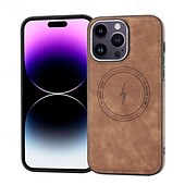 お買い得  iPhone用ケース-電話 ケース 用途 iPhone 16 Pro Max プラス iPhone 15 プロマックスプラス iPhone 14 13 12 11 Pro Max Plus iPhone 14 Pro Max iPhone 13 12 11 Pro Max バックカバー 磁石バックル ワイヤレス充電をサポート 耐衝撃 レトロ風 TPU PUレザー