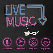 Недорогие Неоновые LED огни-живая музыка неоновая вывеска светодиодная, большая синяя &amp;розовый неоновый свет для студии, бара, спальни, вечеринки, декора стен клуба - питание от USB