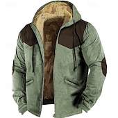 economico felpe in pile-Per uomo Felpa con cappuccio e zip Felpa con cappuccio a zip intera Sherpa peloso Giacca in pile Felpa con cappuccio in pile Blu Marrone Verde Grigio Con cappuccio Pop art Zip Up Cerniera Tasche