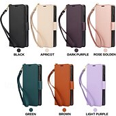 お買い得  サムスン用ケース-電話 ケース 用途 Zフォールド6 Z Fold 5 Z Fold 4 Z Fold 3 バックカバー スタンド付き リストストラップ付き カード挿入口 レトロ風 TPU PUレザー