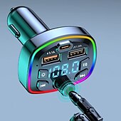 cheap Car Charger-USB Car Charger Quick Charge Bluetooth 5.0 FM Transmitter USB Type C 65W Car Fast Charging Bluetooth FM Transmitter Music Player