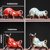 preiswerte Statuen-chinesische Feng Shui Keramik-Stierfigur - Wohlstand anziehende Büffelstatue, Schreibtisch-Dekor, Tierkreis-Tier-Handarbeit, nicht elektrisches Sammlerstück
