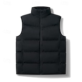 preiswerte Men&#039;s Vest-Herren Steppweste Täglich Lässig Herbst Winter Tasche Polyester Bequem Einfarbig Vorne geknöpft Stehkragen Normale Passform Schwarz Königliches Blau Dunkelgrün Hell Gray Weste