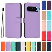 זול תיק טלפון אחר-טלפון מגן עבור Pixel 9 Pro Pixel 9 Pro XL Pixel 8 Pro Pixel 8 פיקסל 9 Pixel 7 Pixel 7 Pro Pixel 6 Pixel 6 Pro כיסוי הפוך עם מעמד עם רצועת יד חריץ לכרטיס רטרו TPU עור PU
