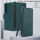 お買い得  サムスン用ケース-電話 ケース 用途 Zフォールド6 Z Fold 5 Z Fold 4 Z Fold 3 バックカバー スタンド付き リストストラップ付き カード挿入口 レトロ風 TPU PUレザー