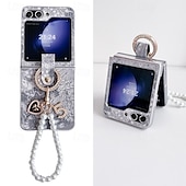 preiswerte Samsung-Handyhülle-Handy Hülle Handyhüllen Für Samsung Galaxy Z Flip 6 Z Flip 5 Z Flip 4 Z Flip 3 Rückseite mit Handschlaufe Stoßresistent Retro PC PU-Leder