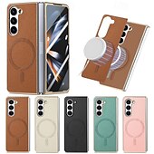 お買い得  サムスン用ケース-電話 ケース 用途 Zフォールド6 Z Fold 5 Z Fold 4 バックカバー スタンド付き とスクリーンプロテクター 磁石バックル レトロ風 TPU PUレザー