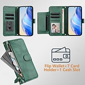 Недорогие Чехлы для iPhone-Чехол для iPhone 16 Pro Max Plus iPhone 15 Pro Max Plus iPhone 14 13 12 11 Pro Max Plus X XR XS бумажник с подставкой молния полная защита тела ретро TPU PU кожа