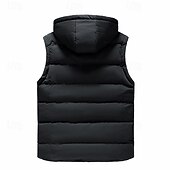 halpa Gilets-Miesten Puffer Vest Pehmustettu Liivi Gilet Tikattu liivi Päivittäin Deitti Loma Muoti Vapaa-aika Syystalvi Tasku Polyesteri Pidä lämpimänä Mukava Tavallinen Vetoketju Hupullinen Normaali Musta