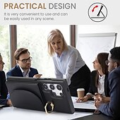 Недорогие Чехлы для Samsung-телефон Кейс для Назначение S24 S23 S22 S21 Ultra Plus S24 ФЭ S21 FE А55 А35 А25 А15 5Г A14 A54 A72 А73 А53 A52 Кейс на заднюю панель Кольца-держатели Разъем для карты Защита от удара Ретро
