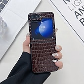 お買い得  サムスン用ケース-電話 ケース 用途 Zフリップ6 Z Flip 5 Z Flip 4 Z Flip 3 バックカバー 耐衝撃 レトロ風 TPU PUレザー