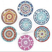 cheap Stress Relievers-6Pcs Diamond Art Painting Coaster Kit DIY Crafts Kit with Holder Non Slip Coaster Art Supplies for Adults Women Ideal Christmas Gift