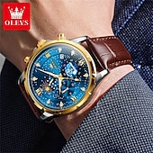 voordelige Quartz-horloges-olevs 9807 herenhorloge modetrend multifunctioneel origineel sterrenhemel waterdicht maanfase horloge luxe merk heren quartzhorloge