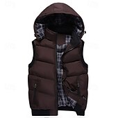 levne Gilety-Pánské Puffer Vesta Vesta s kapucí S vycpávkou Vesta Prošívaná vesta Denní Rande Dovolená Módní Na běžné nošení Podzim zima Kapsy Polyester Zahřívací Pohodlné Barevné bloky Zip Kapuce Běžný Čern