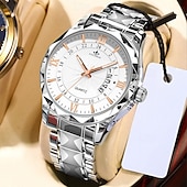 baratos Relógios Quartz-novo relógio masculino moderno de negócios com vidro reforçado com minerais e calendário luminoso com display multifuncional à prova d&#039;água esportivo