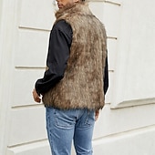 economico Gilet-Per uomo Gilet Cappotto di pelliccia sintetica Giornaliero Appuntamento Da mare Di tendenza Informale Autunno inverno Tenere al caldo Poliestere Comodo Liscio Cardigan Colletto alla coreana Standard